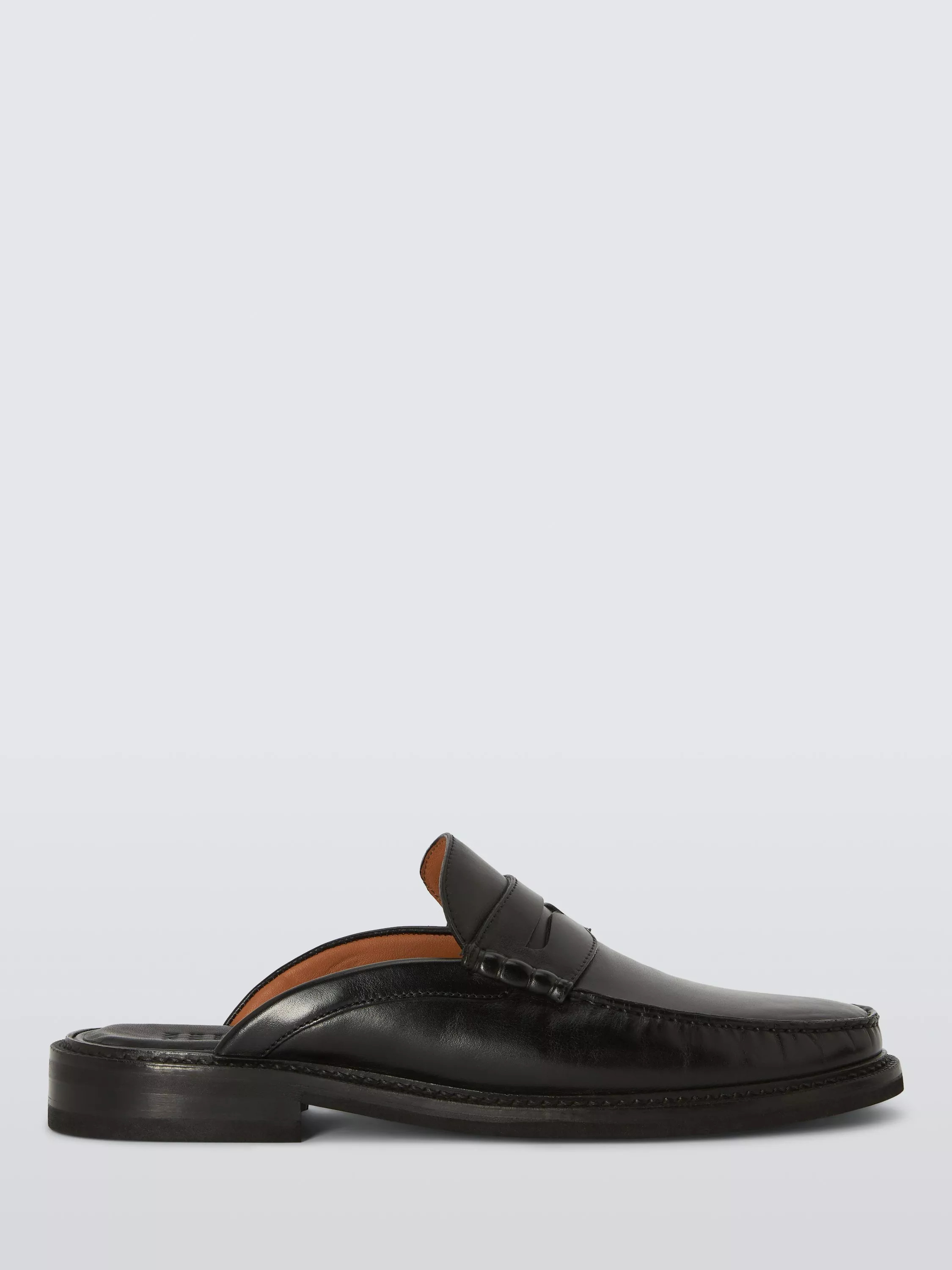 John Lewis Cornell Leather Backless Loafers, Black | John Lewis (UK)