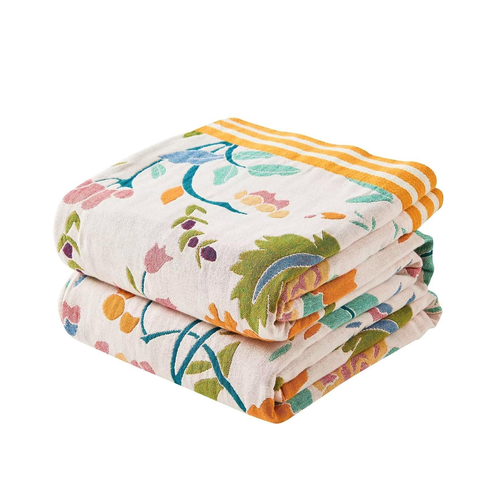 Boho Throw Blanket for Bed, 100% Cotton Soft Rustic Quilt Fall Blanket, 60"x80" Floral Printed Fa... | Amazon (US)