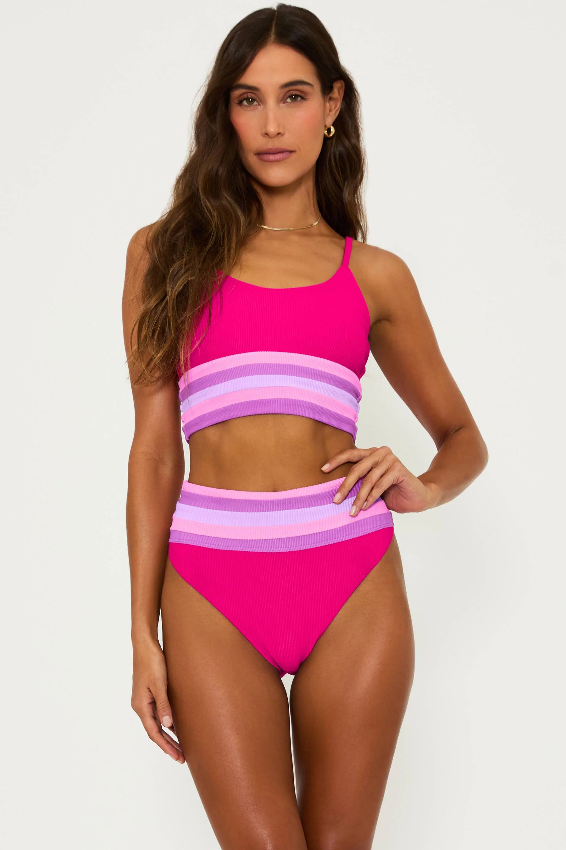 Mae Top Raspberry Colorblock | Bikini Top | Beach Riot | Beach Riot