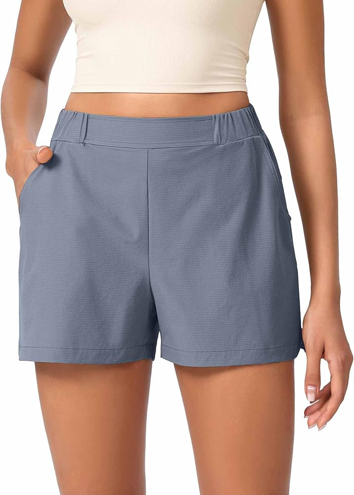 ODODOS Stretch Woven Relaxed Shorts for Women Elastic High Waist Summer Lightweight Casual Shorts... | Amazon (US)