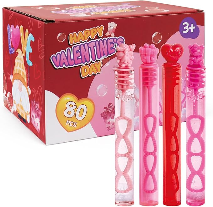 80PCS Valentines Day Bubble Wands, Mini Bubble Wands for Valentines Day Party Favors, Valentines ... | Amazon (US)