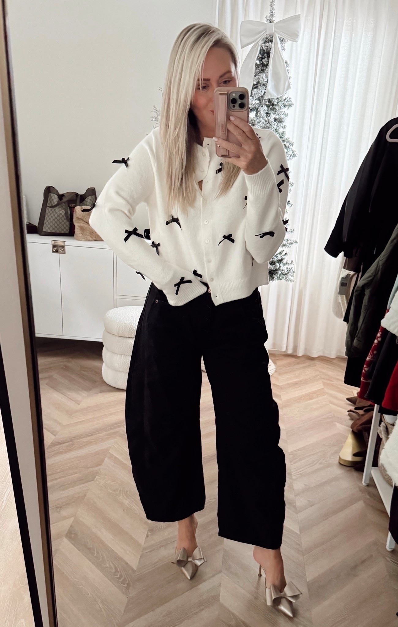 This Target sweater is a must! I did medium! 
Jeans 27

Bow heels, holiday style. 



#LTKSeasonal #LTKHoliday #LTKootd