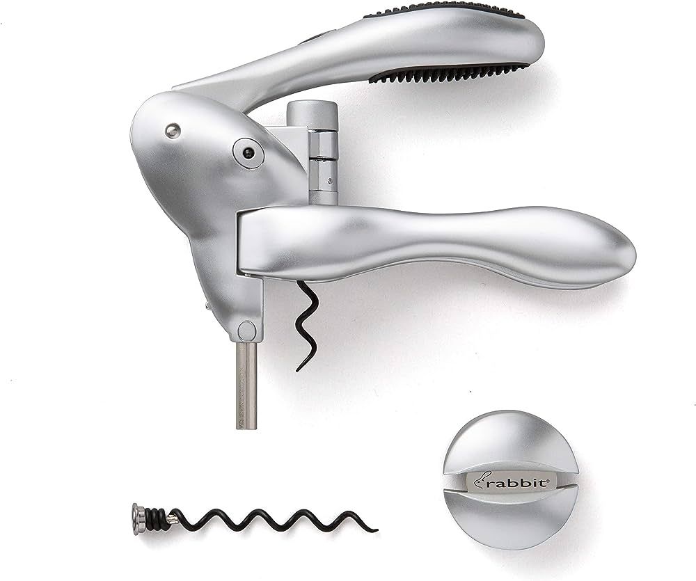 Rabbit Original Lever Corkscrew Wine Opener with Foil Cutter and Extra Spiral (Silver) | Amazon (US)