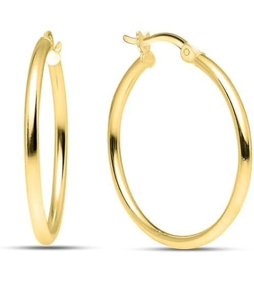 PAVOI 14K Gold Plated 925 Sterling Silver Post Lightweight Hoops | 20mm - 30mm Earring | Gold Hoo... | Amazon (US)