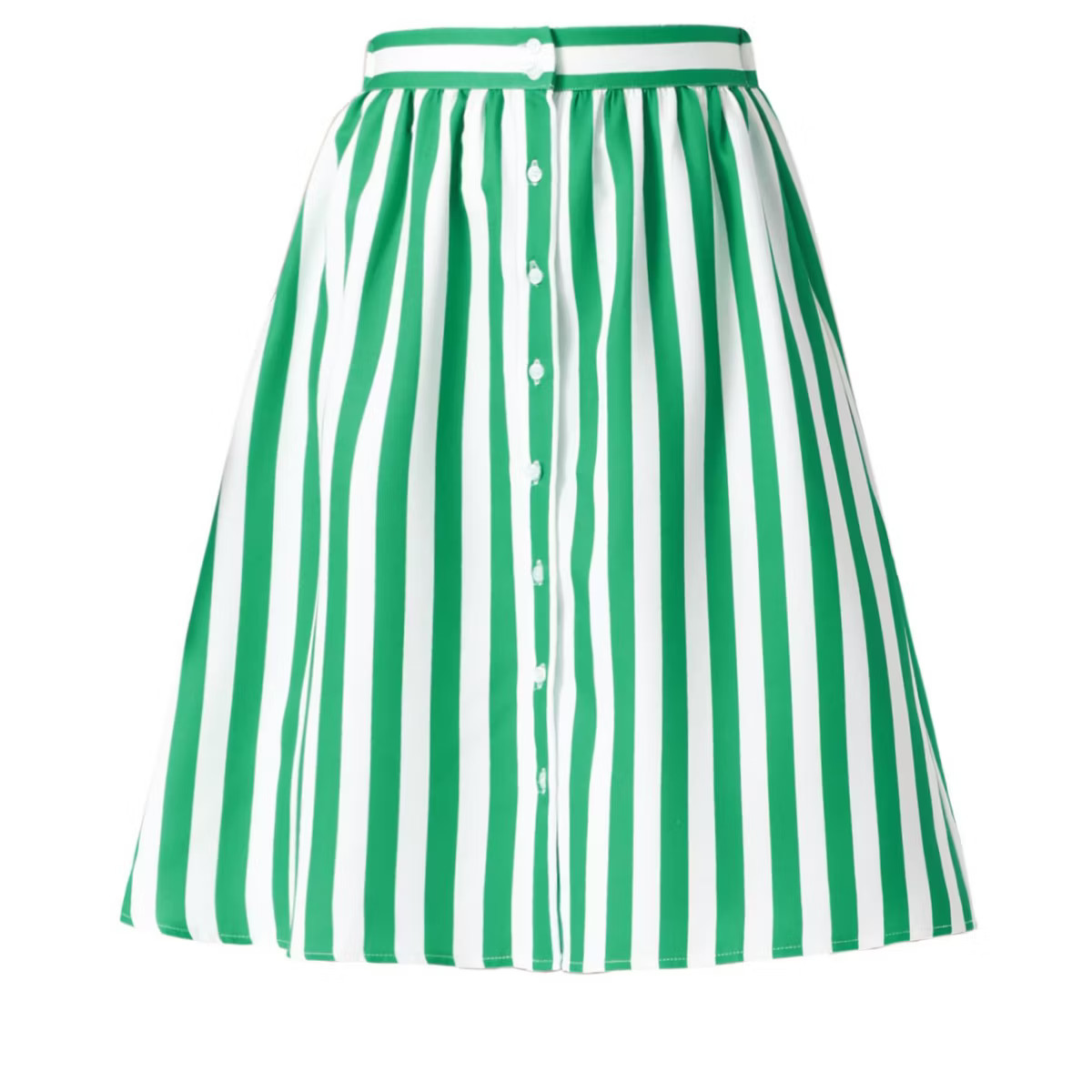 INSPIRE CHIC Women's Stripes Button Front Elastic Back A-Line Midi Skirt | Target