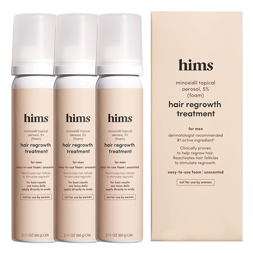 hims Extra Strength Hair Regrowth Treatment for Men with 5% Topical Minoxidil Foam for Hair Loss ... | Amazon (US)