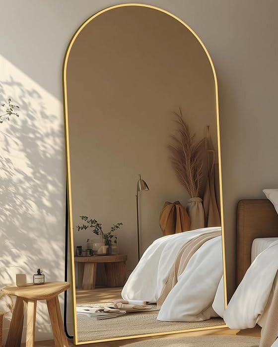 71"x32" Arched Full Length Mirror with Stand,Full Body Floor Mirror | Amazon (US)