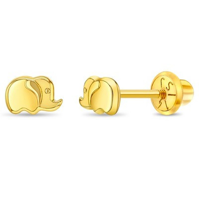 Girls' Playful Elephant Screw Back 14k Gold Earrings - In Season Jewelry | Target