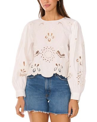 VINCE CAMUTO Embroidered Long Sleeve Blouse | Bloomingdale's Women | Bloomingdale's (AU)