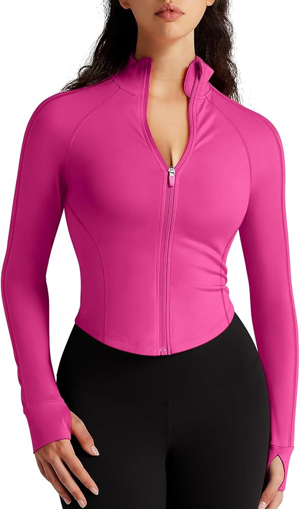 Womens Zip Up Bbl Jacket Lightweight Cropped Athletic Jacket Track Gym Workout Jackets for Runnin... | Amazon (US)
