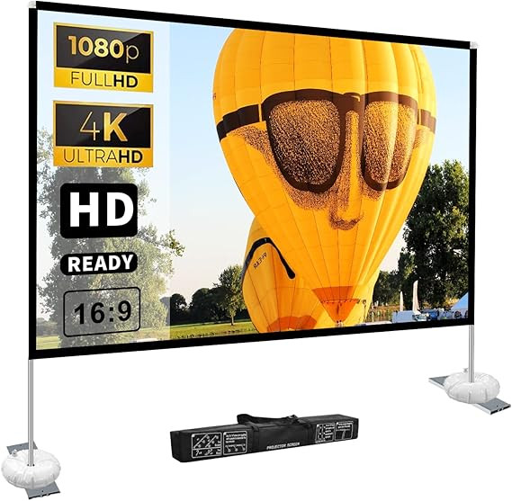 Amazon.com: Projector Screen with Stand 100 inch 16:9 HD 4K Outdoor Indoor Projection Screen for ... | Amazon (US)