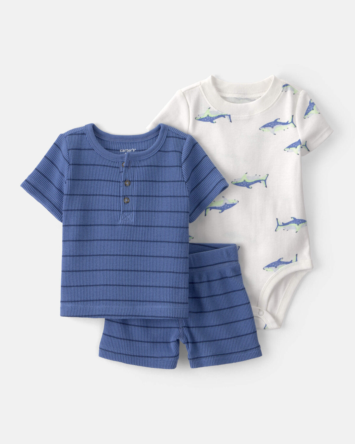 Baby Boy 3-Piece Shark Striped Outfit Set - Blue/White | Carter's | Carter's Inc
