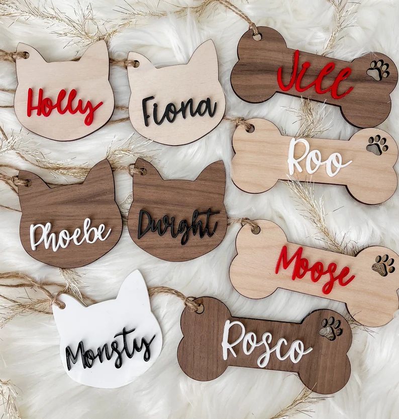 Personalized Dog Bone Cat Ornament Stocking Tag Custom Dog - Etsy | Etsy (US)