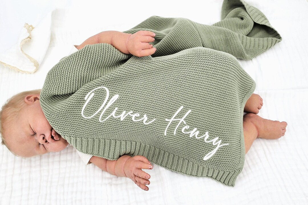 Baby Gift, Baby Blanket, Personalized Baby Gift, Soft Cotton Knit Baby Blanket, Baby Shower Gift,... | Etsy (US)
