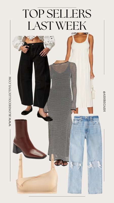 Best sellers last week! Barrel jeans under $100, long knit maxi dress, the perfect bump-friendly non maternity dress, curve love denim, and brown boots with a square toe and block heel! Also my favorite nursing bra, I wear a size M and it’s on major sale! 

#LTKbump #LTKMostLoved #LTKfindsunder100