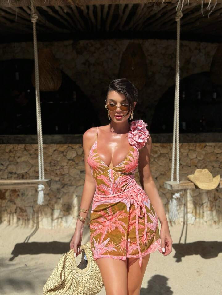 Bonvoyette Nuevo conjunto de verano de alta gama de 2 piezas para mujer con vestido, estampado fl... | SHEIN