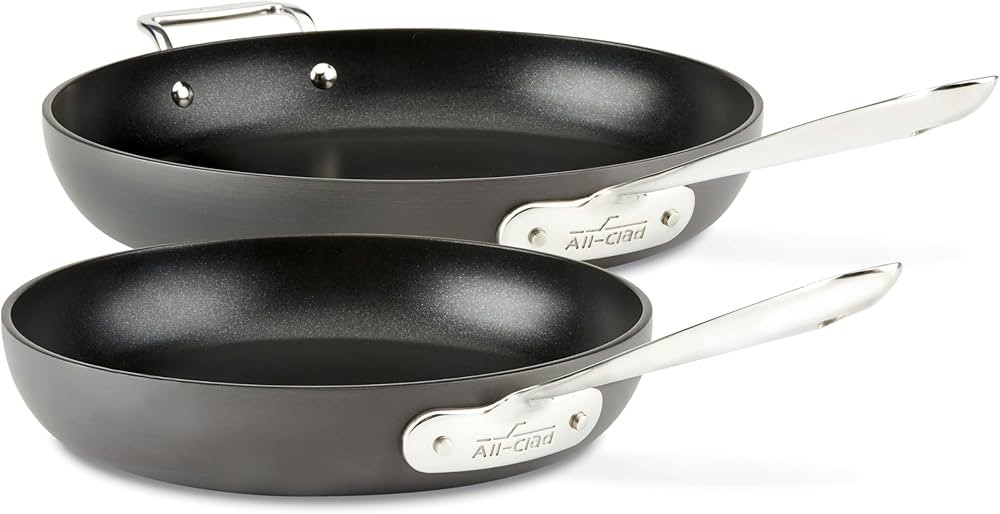 All-Clad HA1 Hard Anodized Nonstick Fry Pan Set 2 Piece, 10, 12 Inch Induction Oven Broiler Safe ... | Amazon (US)