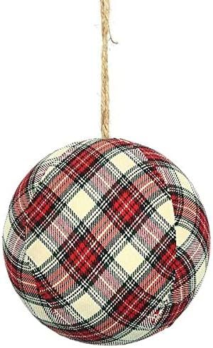 Vickerman 4" Red and White Plaid Cloth Ball Christmas Ornament, 4 Pieces per Box, Holiday Christm... | Amazon (US)