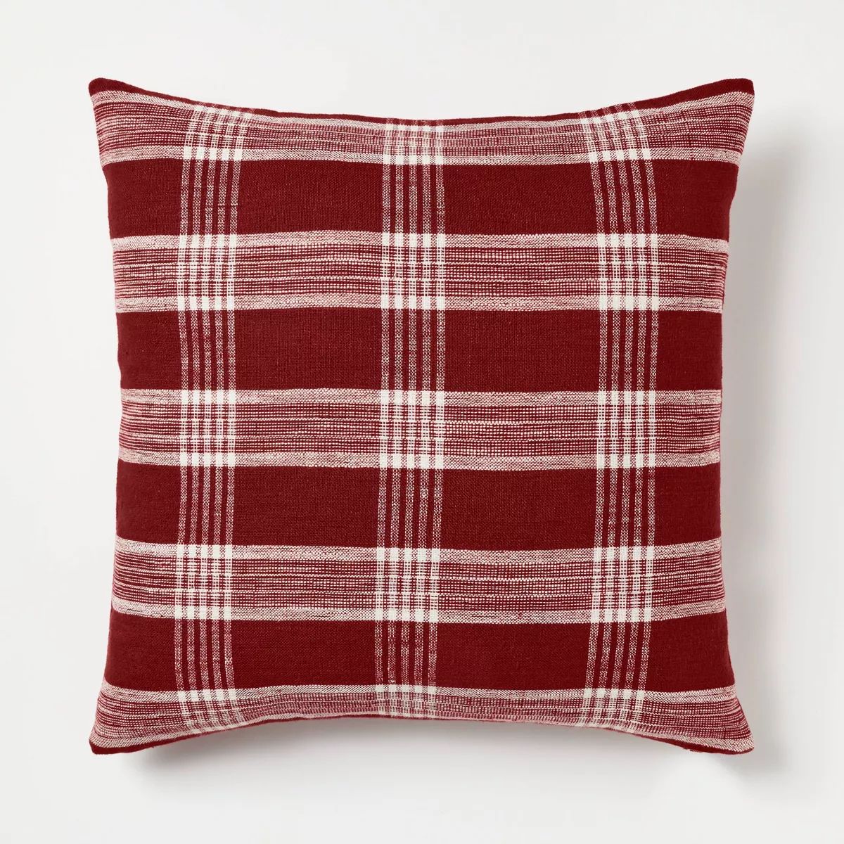 Woven Plaid Square Throw Pillow with Zipper Pull Red - Threshold™ designed with Studio McGee | Target