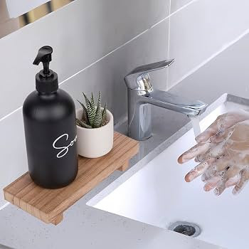 Small Wood Tray Pedestal Stand Farmhouse Bathroom Decor Decorative Wooden Riser Kitchen Soap Dish... | Amazon (US)