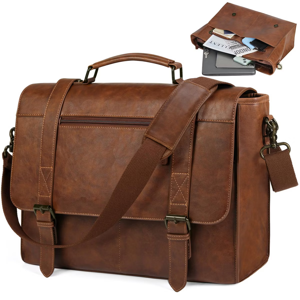 Messenger Bag for Men Leather Vintage Laptop Bag Waterproof Satchel Briefcase | Target
