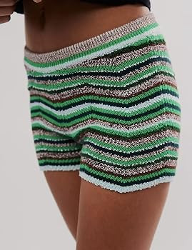 Yimoon Women's Y2K Striped Crochet Knit Shorts Beach Micro Shorts | Amazon (US)