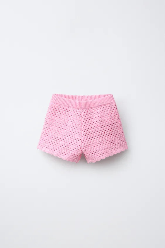 CROCHET KNIT SHORTS WITH FISH EMBROIDERY | Zara US