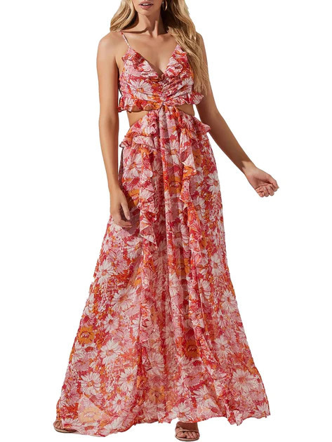 Womens Metallic Cut-Out Maxi Dress | Shop Premium Outlets