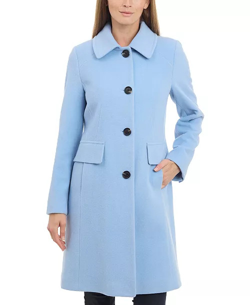 Women's Collared Button-Front Walker Coat | Macy's