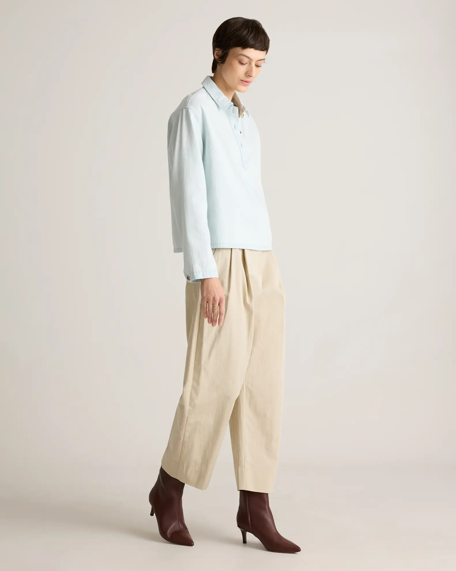 Distressed Denim Popover Shirt | Quince