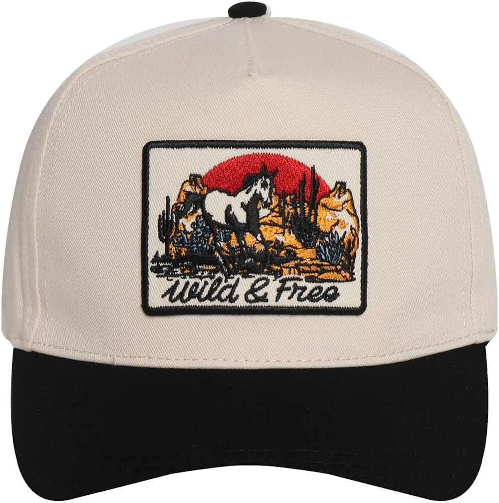 MIRMARU Western Cowboy Embroidered 5 Panel Cotton Two Tone Trucker Hat-Retro Southwest Style Snap... | Amazon (US)