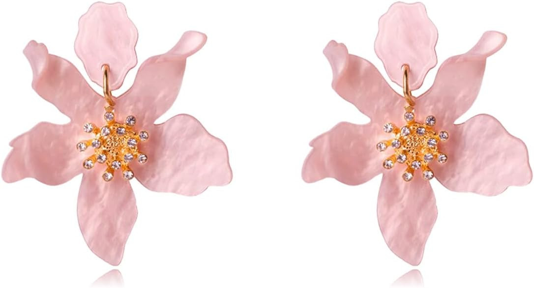 Flower Earrings for Women Trendy Chic Bohemian Unique Large Resin Acrylic Flower floral Dangle Dr... | Amazon (US)