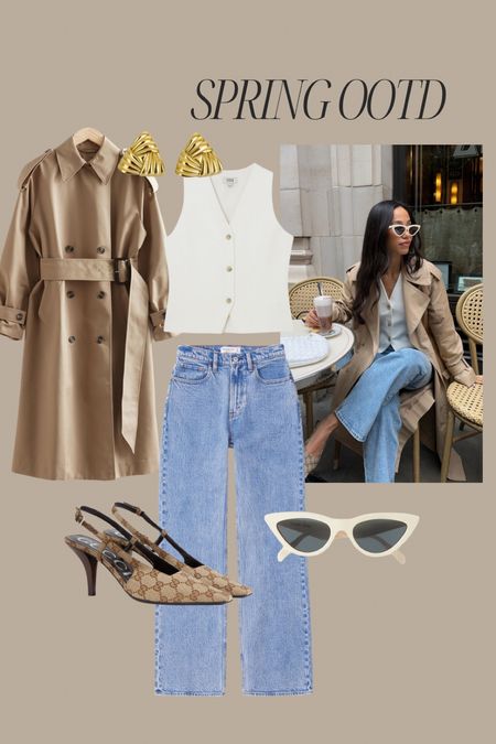Spring outfit of the day 🤍

Abercrombie jeans (medium marble, size 24 short), trench coat, casual style, casual outfit 

#LTKfindsunder100 #LTKstyletip #LTKsalealert