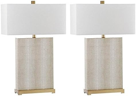 SAFAVIEH Lighting Collection Joyce Modern Art Deco Cream Faux Snakeskin Rectangle Shade 28-inch B... | Amazon (US)