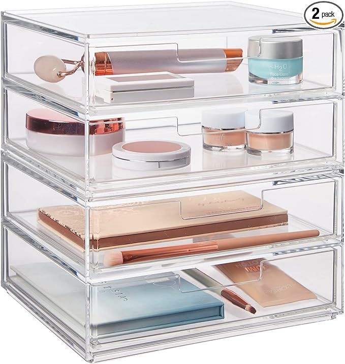 STORi Chloe 4 Drawer Clear Makeup Organizer | Sort Cosmetics and Beauty Supplies | Set Includes T... | Amazon (US)