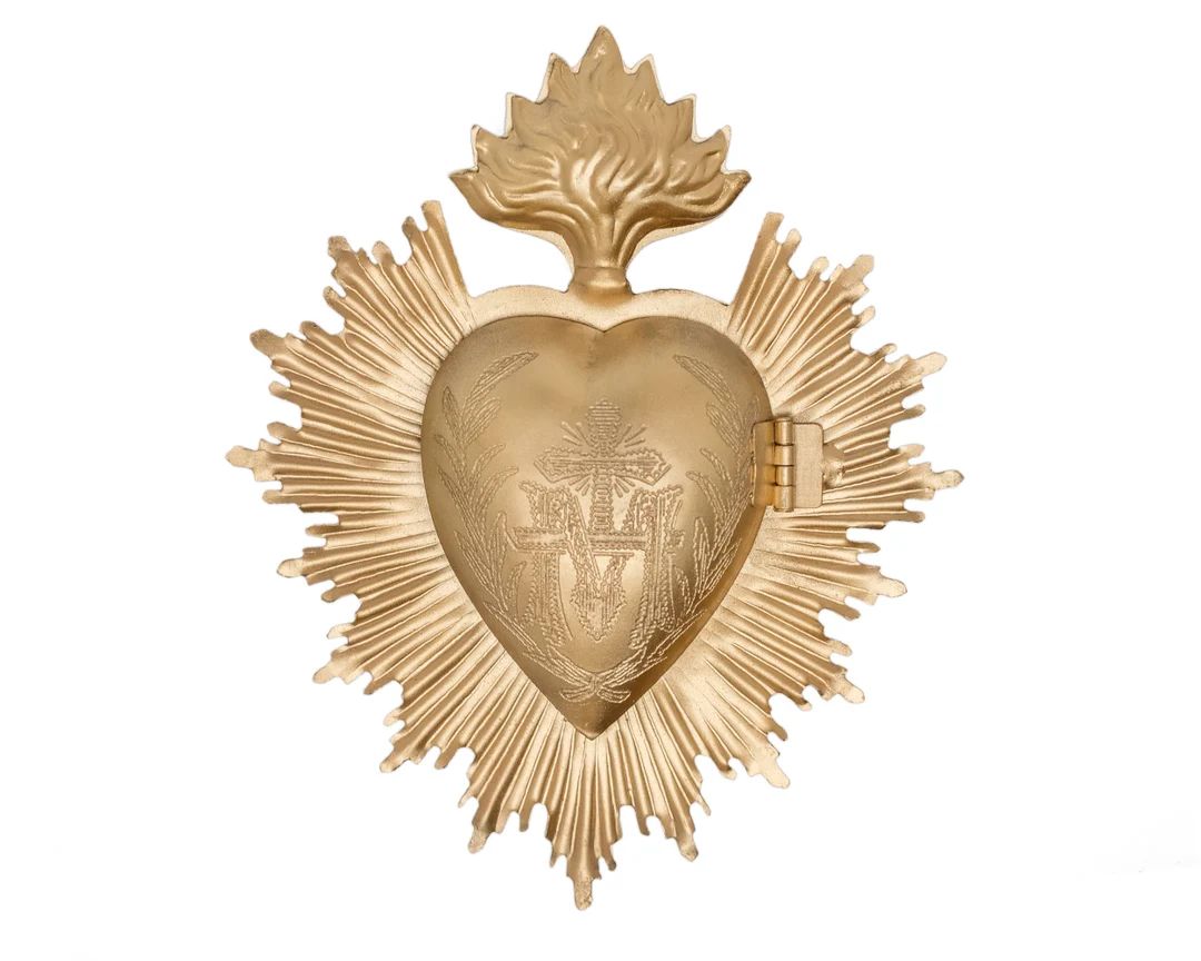 Sacred Heart Milagro Heart Gilded Gold Heart Box Catholic - Etsy | Etsy (US)