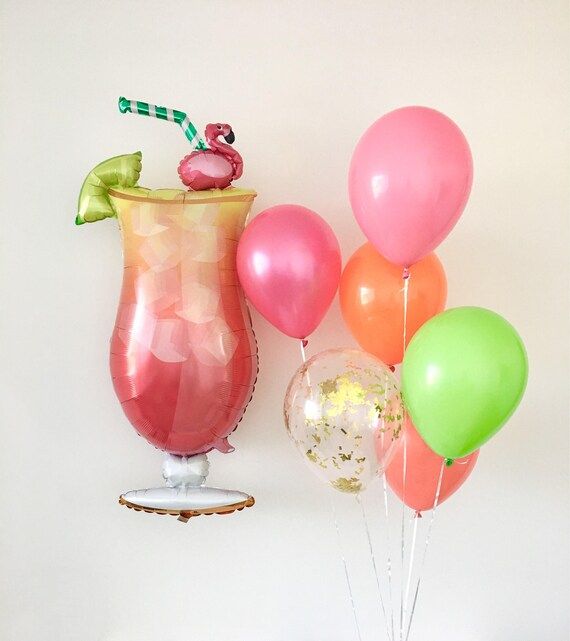 Tropical Flamingo Drink Balloon Flamingo Party Tropica Bachelorette Palm Springs Beach Bacheloret... | Etsy (US)