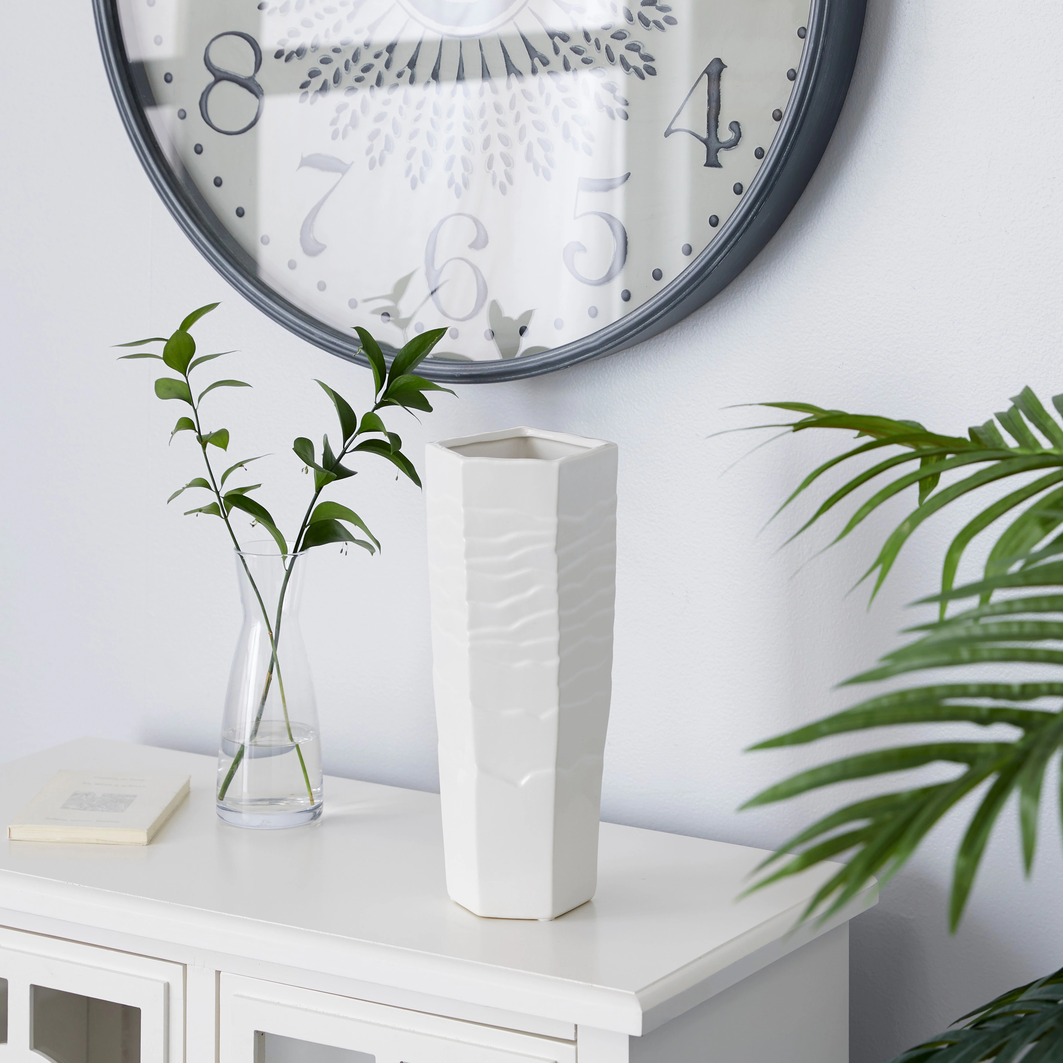 White Ceramic Contemporary Vase 13 x 5 x 5 - 5 x 5 x 13 | Bed Bath & Beyond