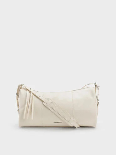 Cream Bryna Panelled Grommet-Strap Crossbody Bag | CHARLES & KEITH UK | Charles & Keith UK