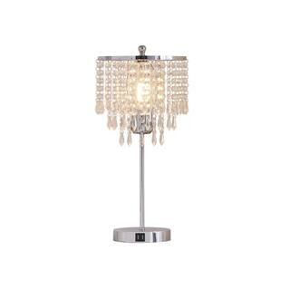 20 in. Chrome LED Crystal Touch Table Lamp with USB Ports | The Home Depot