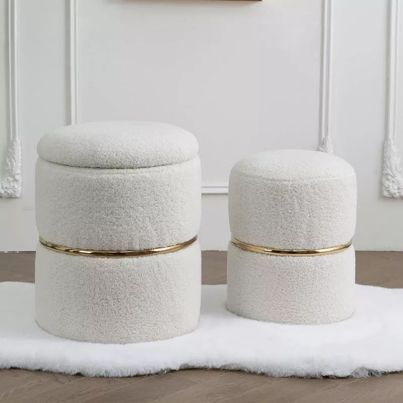 Comfortable Round Upholstered Storage Ottoman | Target