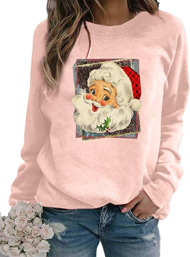 Christmas Sweatshirt Women Don't Stop Believing Sweatshirt Funny Santa Garphic Tee Believe Christ... | Amazon (US)