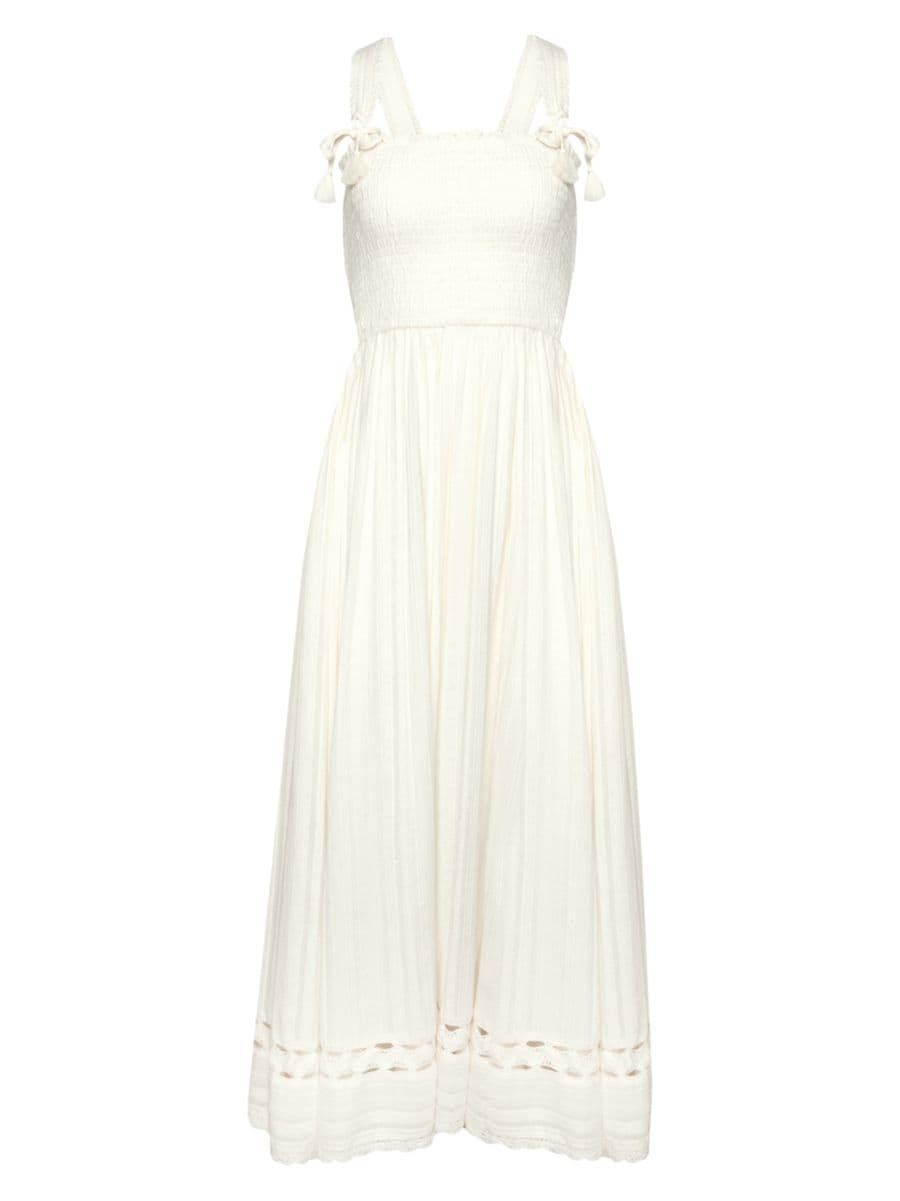 Jo Eyelet-Trimmed Smocked Maxi Dress | Saks Fifth Avenue (UK)