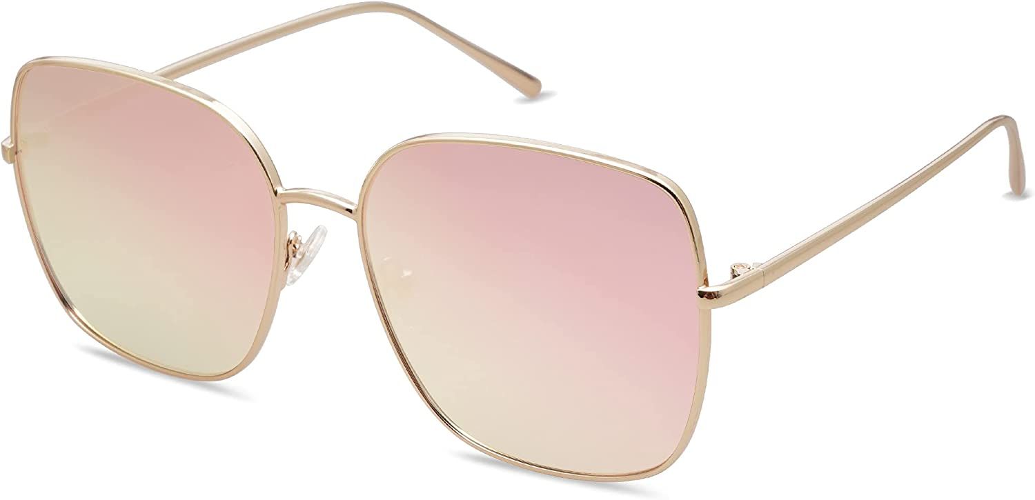SOJOS Trendy Oversized Square Metal Frame Sunglasses for Women Men Flat Mirrored Lens UV Protecti... | Amazon (CA)
