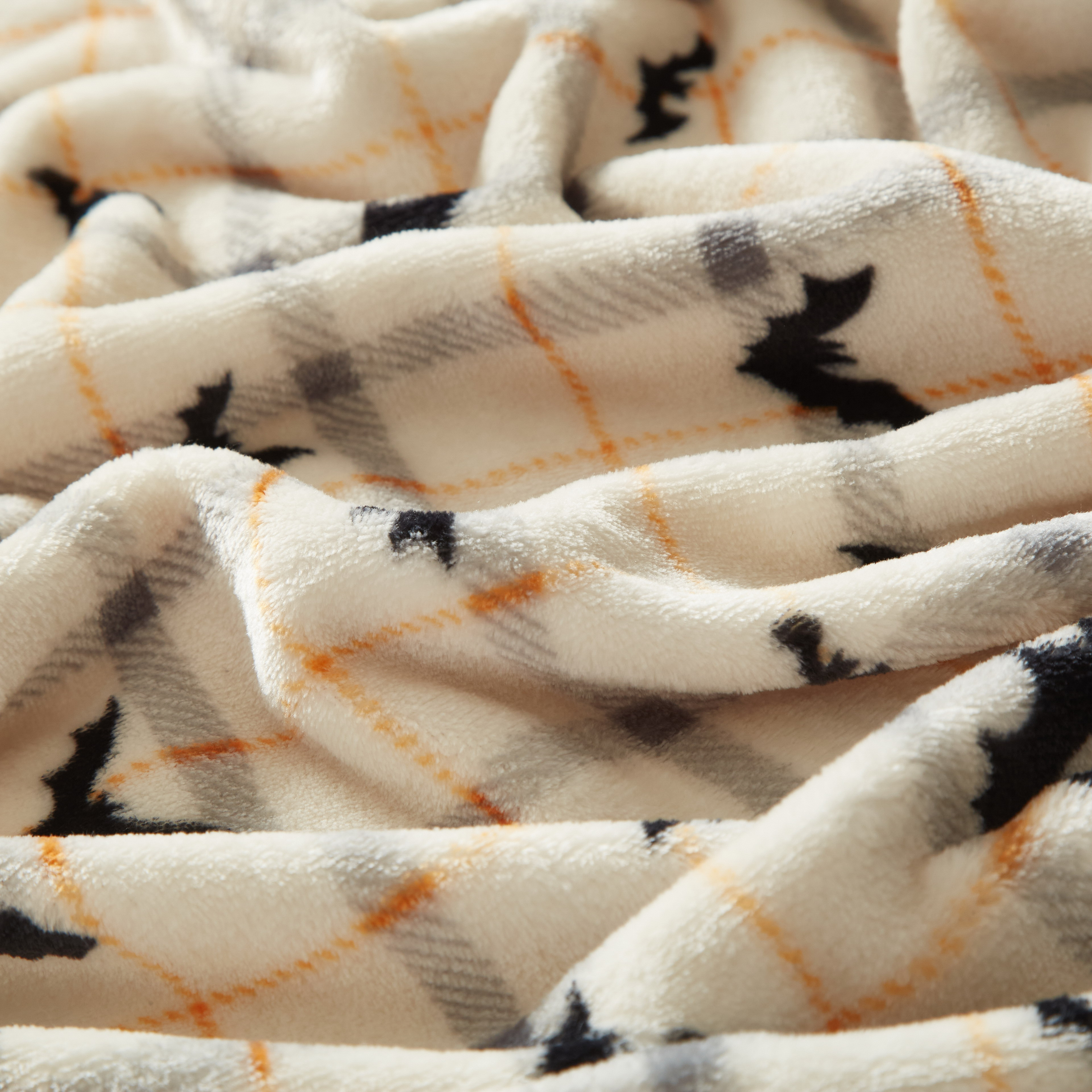 Way To Celebrate 50"x60" Off-White Plaid Bat Plush Throw | Walmart (US)
