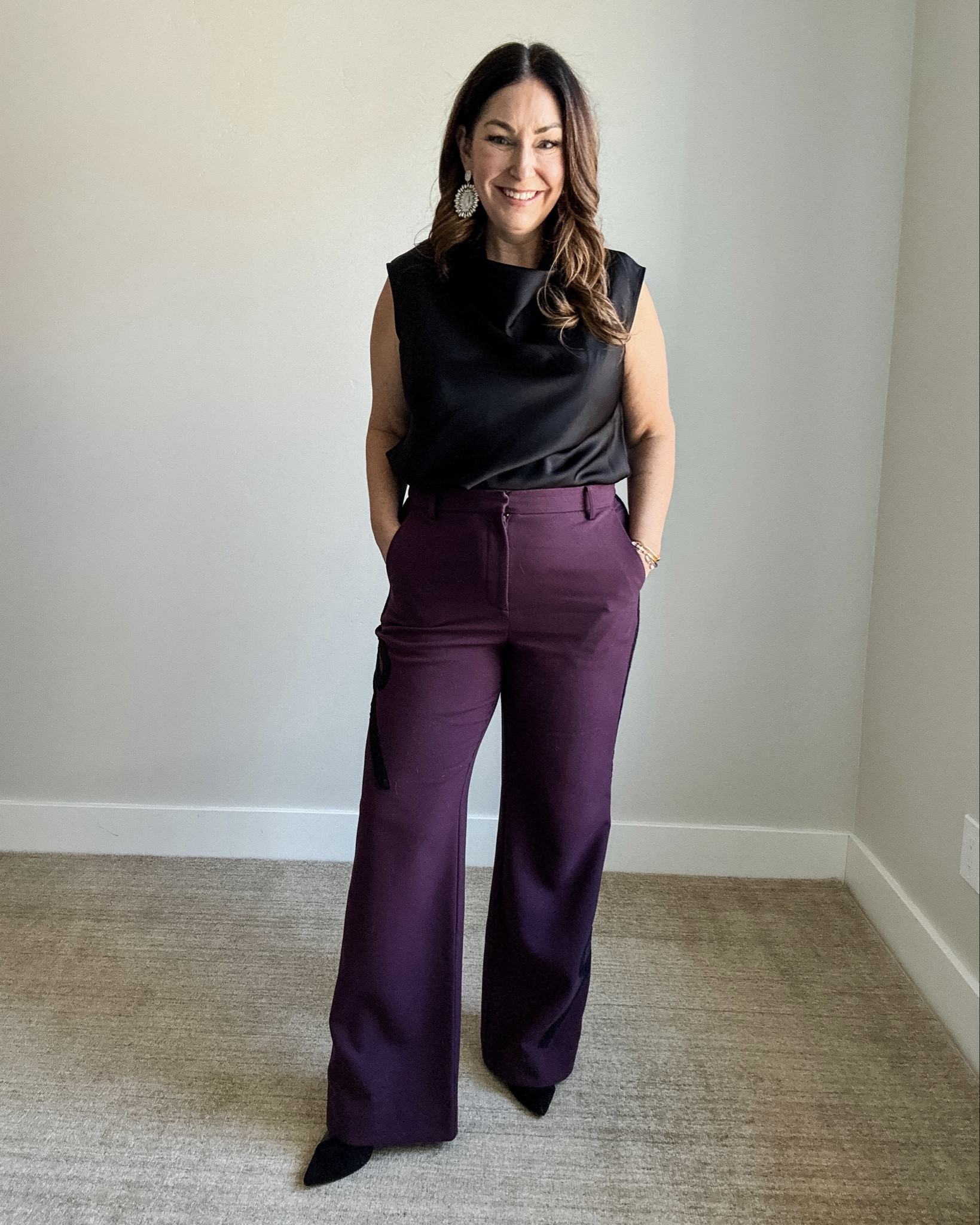 Dressy holiday outfits -  black top, L // pants 14

#LTKMidsize #LTKHoliday #LTKOver40