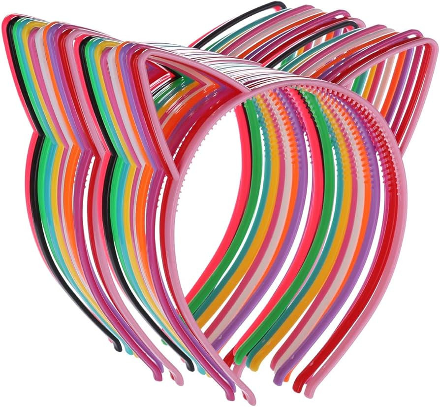 Tbestmax 24 Cat Ear Headbands Plastic Hairbands Hair Hoops Party Costume Daily Decorations Party ... | Amazon (US)