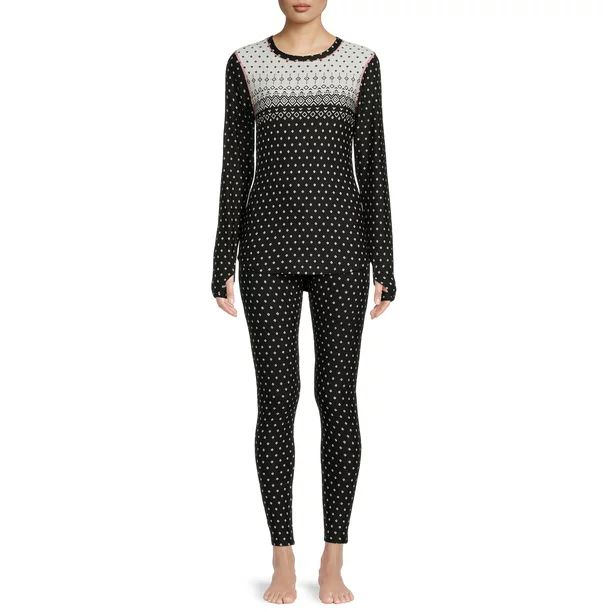 ClimateRight by Cuddl Duds Women's and Women's Plus Size Jersey Thermal Top and Leggings, 2-Piece... | Walmart (US)