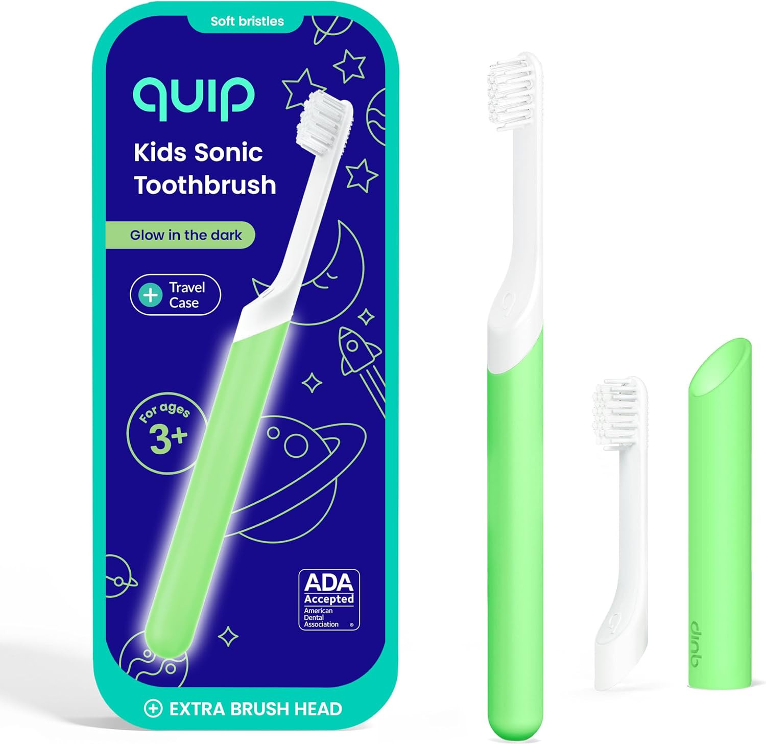 Quip Sonic Toothbrush for Kids with Timer - Includes Extra Brush Head and Travel Cover Mount - El... | Amazon (US)