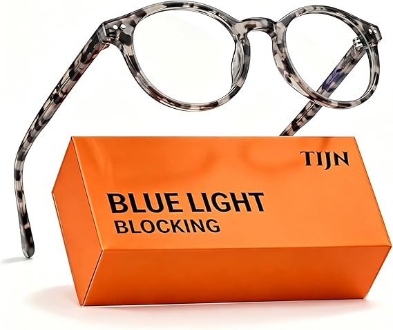 TIJN Blue Light Blocking Glasses Men Women Vintage Thick Round Rim Frame Eyeglasses | Amazon (US)
